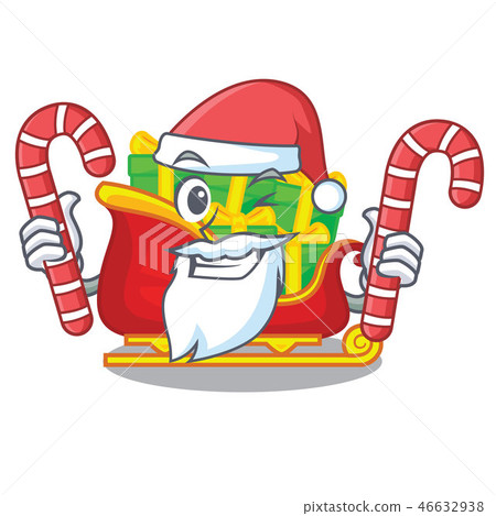 Santa with candy christmas Santa sleigh isolated on mascot Santa with candy christmas Santa sleigh isolated on mascot 46632938