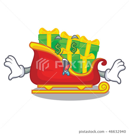 Money eye christmas Santa sleigh isolated on mascot 46632940