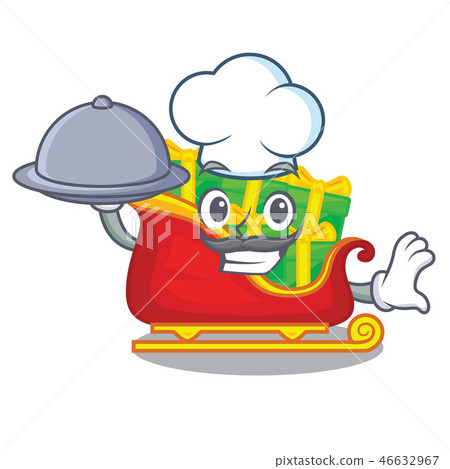 Chef with food Santa sleigh with christmas character gifts Chef with food Santa sleigh with christmas character gifts 46632967