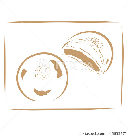 Cooking illustration Anpan white brown 46633571