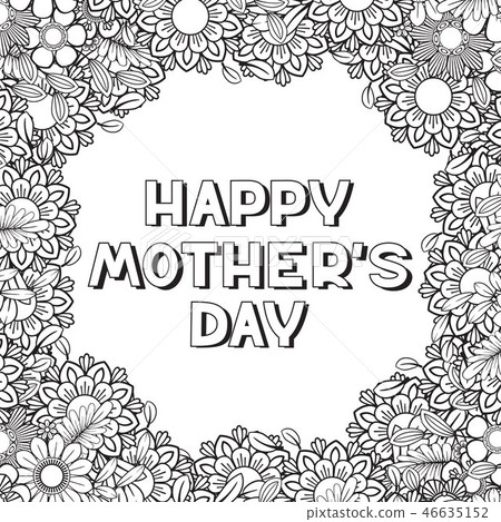 Happy Mother's Day Coloring Page - Stock Illustration [46635152] - PIXTA