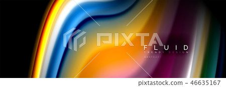 Fluid wave line background or pattern. Geometric technology abstract background. Movement effect. Fluid wave line background or pattern. Geometric technology abstract background. Movement effect. 46635167