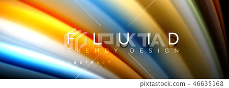 Bright colorful liquid fluid lines on black, modern abstract background 46635168