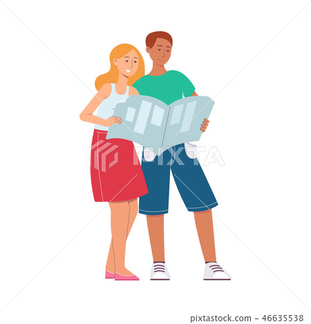 Vector flat man tourist with travel bag suitcase - Stock Illustration ...