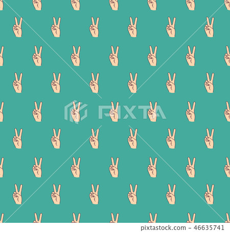 hand victory gesture symbol finger seamless pattern 46635741