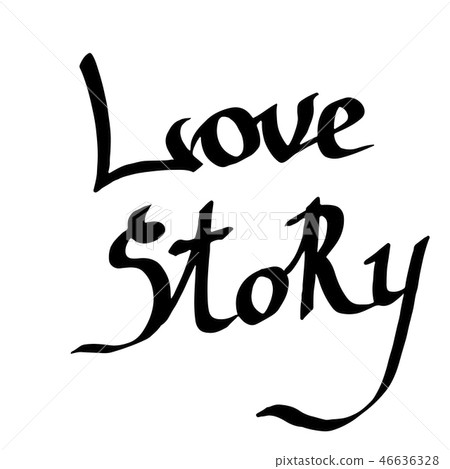 Vector Love story handwriting calligraphy. Isolated text illustration element. Black and white Vector Love story handwriting calligraphy. Isolated text illustration element. Black and white 46636328