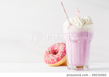 Strawberry milkshake with whipped cream  46636860
