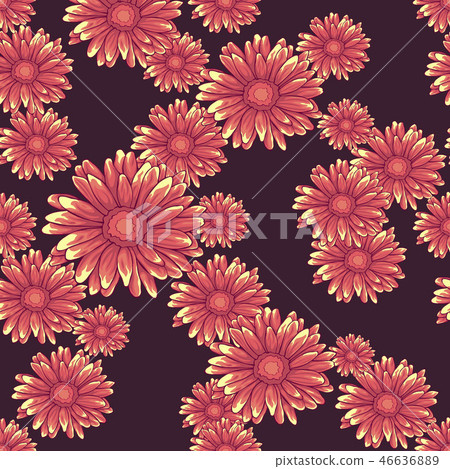 Seamless pattern with pink daisy flowers - Stock Illustration [46636889 ...