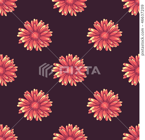 Seamless pattern with pink daisy flowers - Stock Illustration [46637209 ...