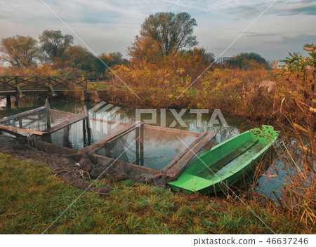 misty landscape of Hortobagy landscape 46637246