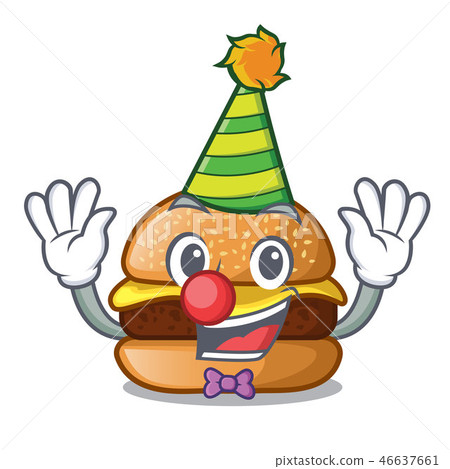 Clown hamburger with the cartoon cheese toping 46637661