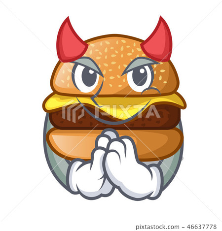 Devil cheese burger located on plate cartoon 46637778