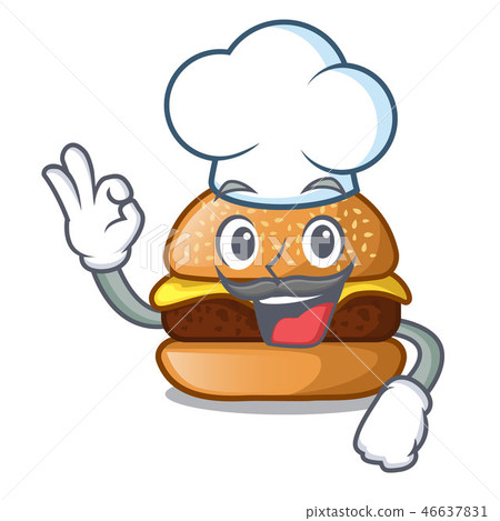 Chef cheese tasty burger on character table 46637831