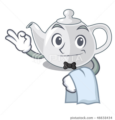 Waiter porcelain teapot in table a character Waiter porcelain teapot in table a character 46638434