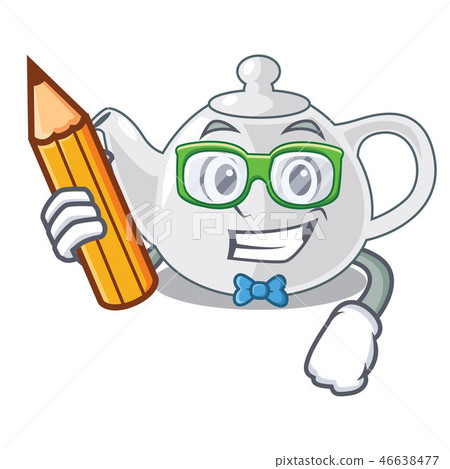 Student porcelain teapot ceramic isolate on mascot Student porcelain teapot ceramic isolate on mascot 46638477