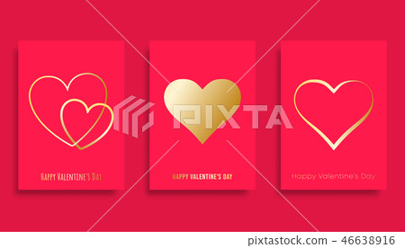 Happy Valentines Day background with golden... - Stock Illustration ...