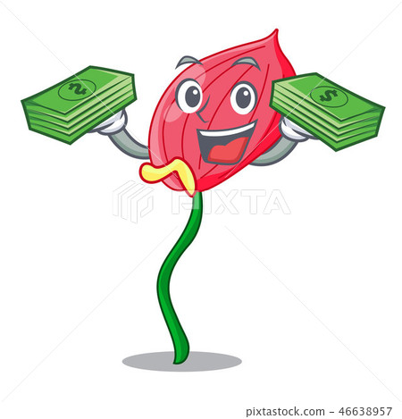 With money anthurium flower pink in cartoon garden With money anthurium flower pink in cartoon garden 46638957