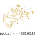 Golden isolated angel silhouette hanging 46639389