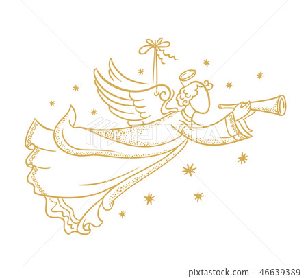 Golden isolated angel silhouette hanging 46639389