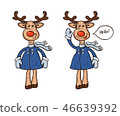 Two deer in a coat and a scarf Cartoon isolated 46639392