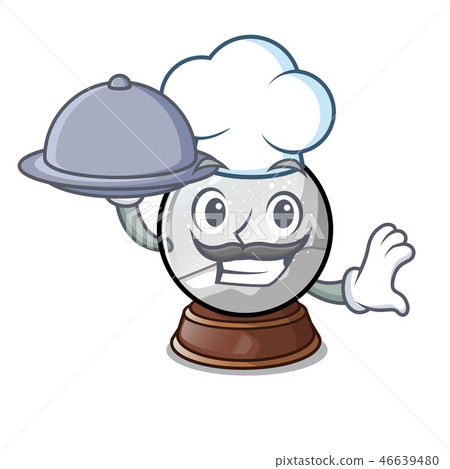 Chef with food ball snow and christmas cartoon tree Chef with food ball snow and christmas cartoon tree 46639480