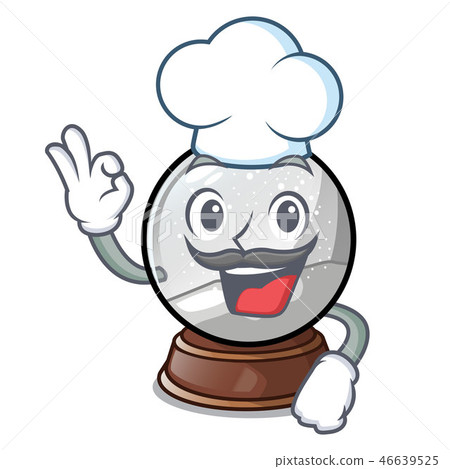 Chef christmas snow globe on table character Chef christmas snow globe on table character 46639525