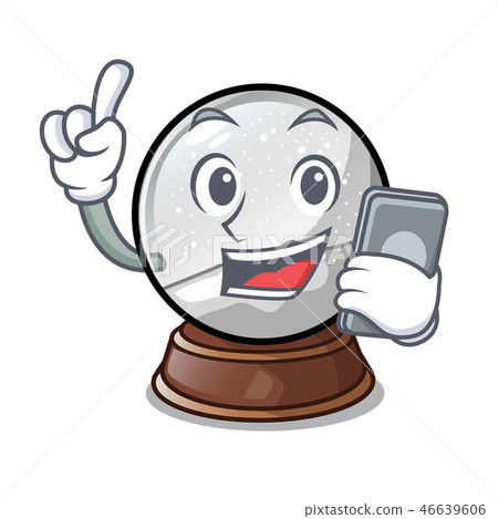 With phone snow globe chrismas isolated on mascot With phone snow globe chrismas isolated on mascot 46639606