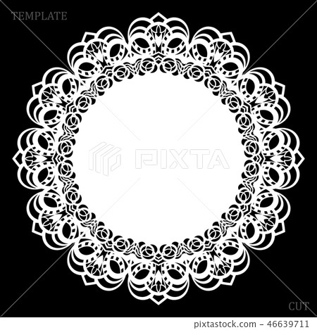 Lace round paper doily, lacy snowflake 46639711