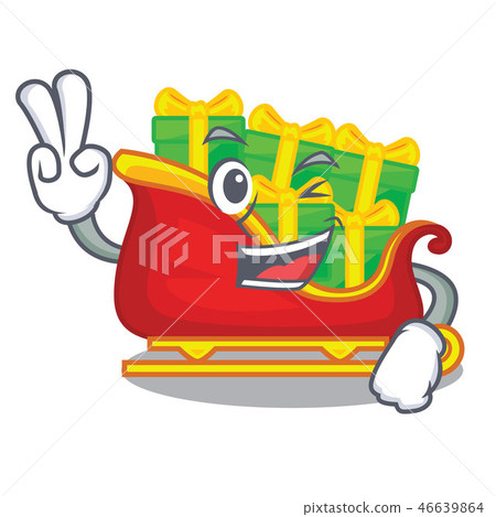 Two finger santa claus sleigh in shape cartoon 46639864