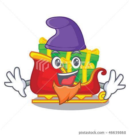 Elf santa sleigh with piles presents cartoon 46639868