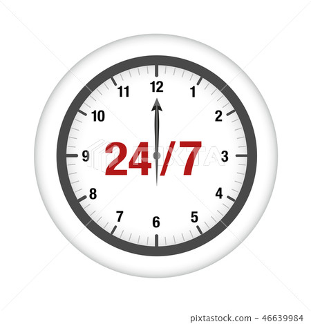 clock icon round timer 24 hours 7 days 46639984