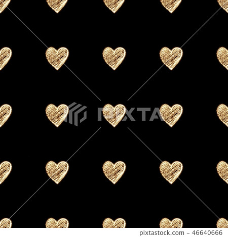 Golden hearts seamless pattern on black background - Stock Illustration ...