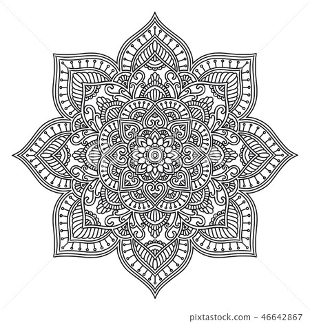 Mandala. Circle ethnic ornament. Hand drawn traditional indian round element. Spiritual meditation 46642867
