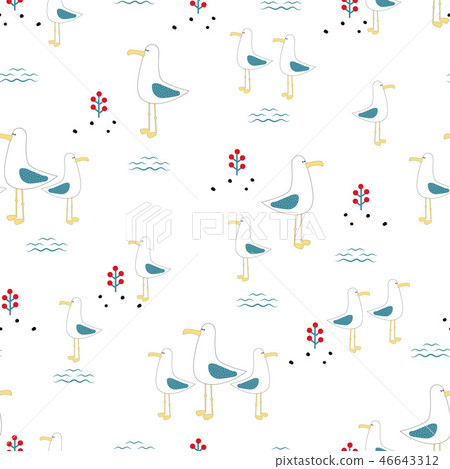 seamless pattern seagulls 46643312