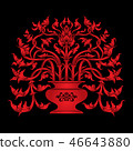 Thai Art_The Vase_Red Color on Black Background 46643880