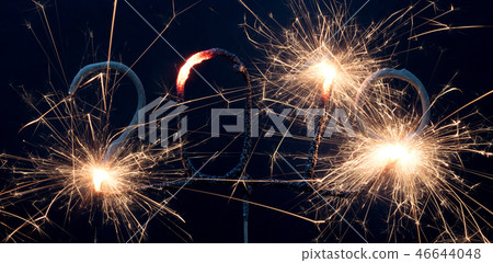 Sparkler isolated on black, 2019 46644048