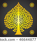 Thai Art Bodhi Tree on Black Background 46644877