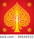 Thai Art Bodhi Tree on Red Background 46644910