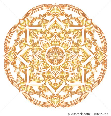 Mandala. Ethnic round ornament. Hand drawn indian motif. Mehendi meditation yoga henna theme. Unique 46645043