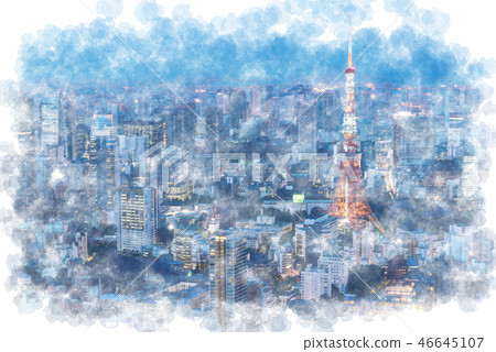 夜視圖風景在東京 46645107