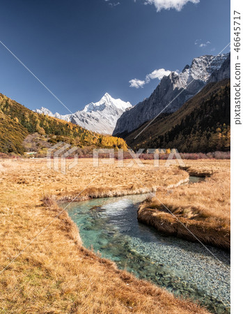 Chana Dorje holy mountain with golden meadow Chana Dorje holy mountain with golden meadow 46645717