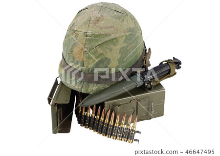 Green Ammo Box with ammunition belt and helmet Green Ammo Box with ammunition belt and helmet 46647495