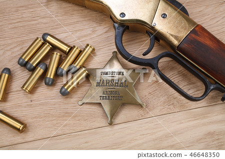 Wild west period repeating rifle with ammunition 46648350