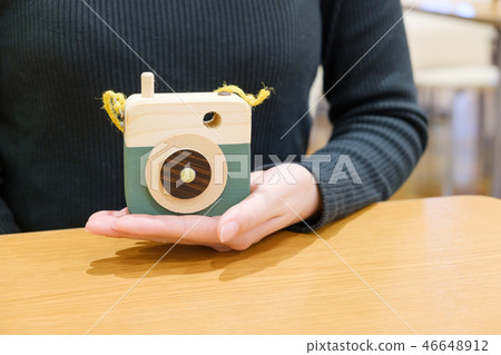 Woman with toy camera Woman with toy camera 46648912