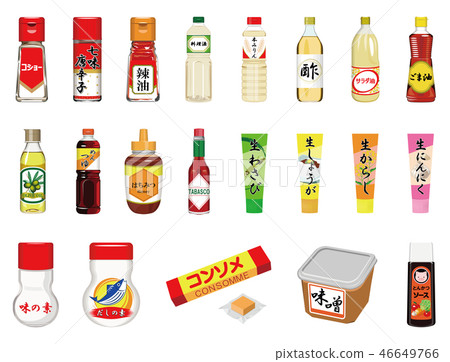 食品插圖[調味品，乳製品，豆製品，加工產品圖標集] 2 46649766