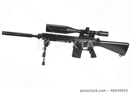 sniper rifle with bipod and supressor 46649950