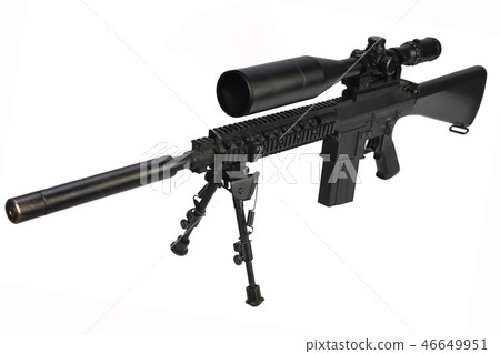 sniper rifle with bipod and supressor 46649951