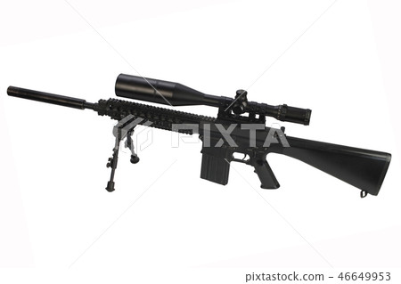 sniper rifle with bipod and supressor  46649953