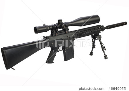 sniper rifle with bipod and supressor 46649955