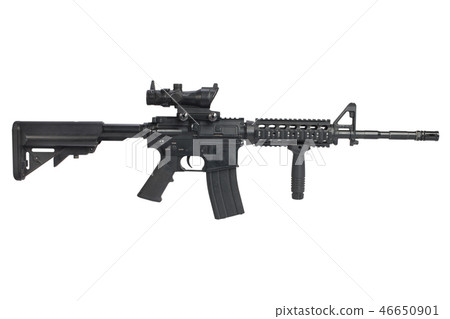 M4 Carbine with ACOG optic and a foregrip isolated M4 Carbine with ACOG optic and a foregrip isolated 46650901